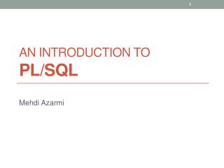 An Introduction to PL/SQL