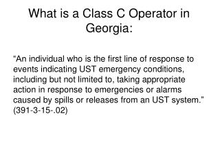 What is a Class C Operator in Georgia: