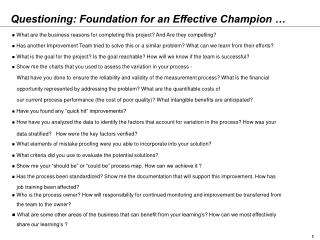 Questioning: Foundation for an Effective Champion …