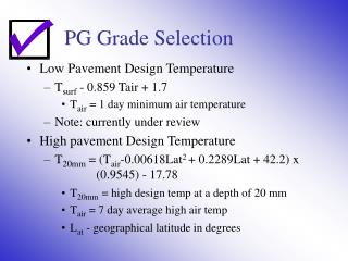 PG Grade Selection