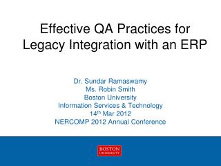Effective QA Practices for Legacy Integration with an ERP