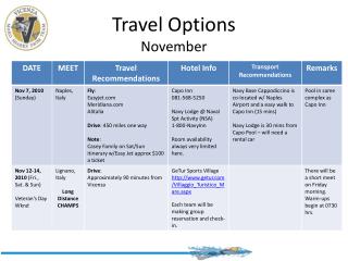 Travel Options November