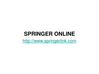 SPRINGER ONLINE springerlink