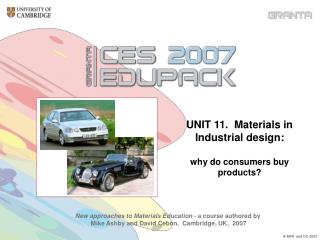 UNIT 11. Materials in Industrial design: why do consumers buy products?