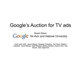 Google’s Auction for TV ads