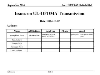 Issues on UL-OFDMA Transmission