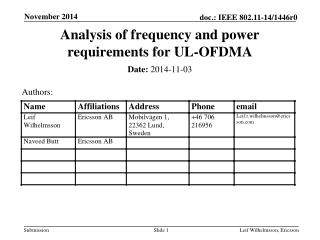 Analysis of frequency and power requirements for UL-OFDMA