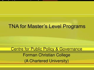 TNA for Master’s Level Programs