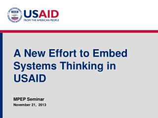 A New Effort to Embed Systems Thinking in USAID