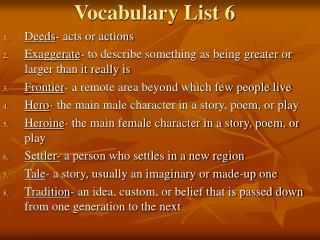 Vocabulary List 6