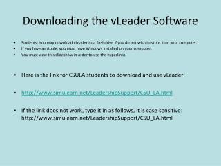 Downloading the vLeader Software