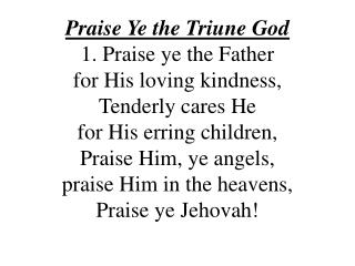 Praise Ye the Triune God