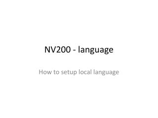 NV200 - language