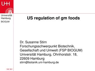 US regulation of gm foods