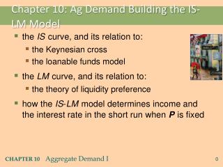 Chapter 10: Ag Demand Building the IS-LM Model