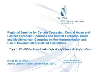 Marco M. ALEMAN Acting Director, Patent Law Division, WIPO