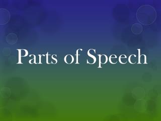 Parts of Speech