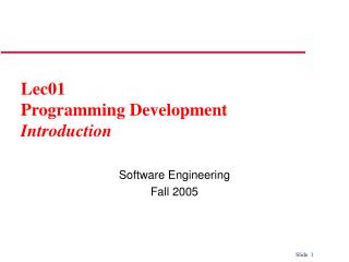 Lec01 Programming Development Introduction