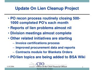 Update On Lien Cleanup Project