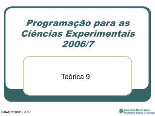 Programação para as Ciências Experimentais 2006/7