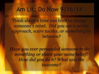 Am Lit: Do Now 9/16/14