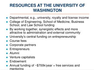 RESOURCES AT THE UNIVERSITY OF WASHINGTON