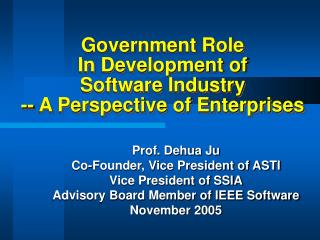 Government Role In Development of Software Industry -- A Perspective of Enterprises
