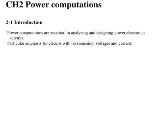 CH2 Power computations 2-1 Introduction