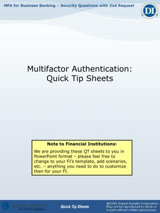 Multifactor Authentication: Quick Tip Sheets