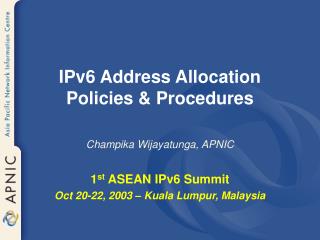 IPv6 Address Allocation Policies &amp; Procedures