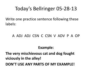 Today’s Bellringer 05-28-13