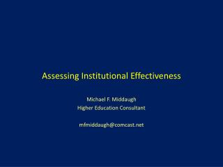 Assessing Institutional Effectiveness