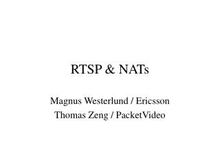 RTSP &amp; NATs