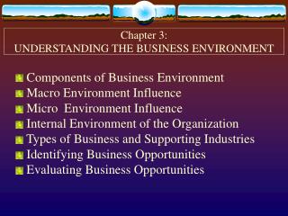 Chapter 3: UNDERSTANDING THE BUSINESS ENVIRONMENT