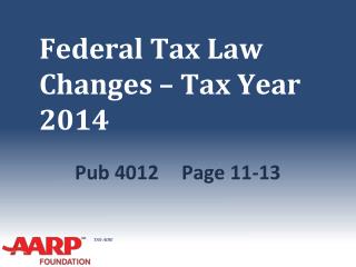 Federal Tax Law Changes – Tax Year 2014