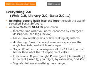 Everything 2.0 (Web 2.0, Library 2.0, Data 2.0….)