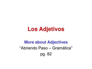 Los Adjetivos