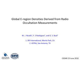 Global E-region Densities Derived from Radio Occultation Measurements