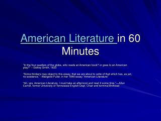 American Literature in 60 Minutes