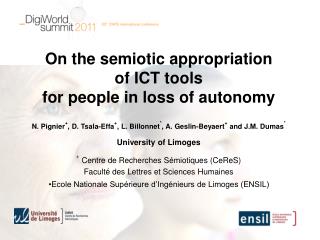 On the semiotic appropriation o f ICT tools for people in loss of autonomy