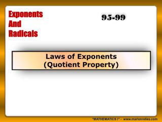 Exponents And Radicals