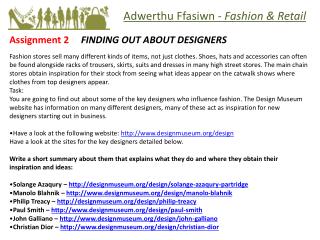 Assignment 2 FINDING OUT ABOUT DESIGNERS