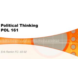 Political Thinking POL 161