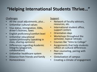 “Helping International Students Thrive…”