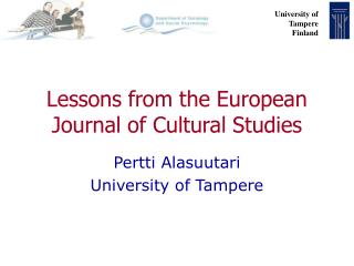 Lessons from the European Journal of Cultural Studies