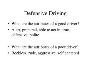 Defensive Driving