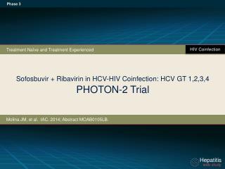 Sofosbuvir + Ribavirin in HCV- HIV Coinfection: HCV GT 1,2,3,4 PHOTON-2 Trial