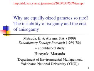 Why are equally-sized gametes so rare? The instability of isogamy and the cost of anisogamy