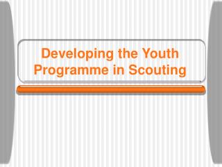 Developing the Youth Programme in Scouting