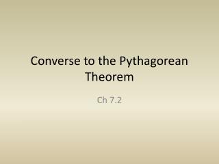 Converse to the Pythagorean Theorem